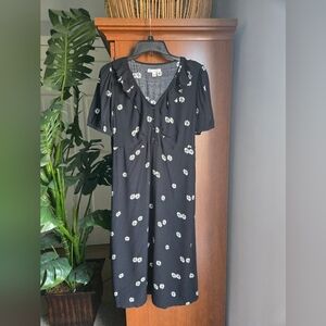 Free Assembly Black With White Flowers Dress Womens Size Small